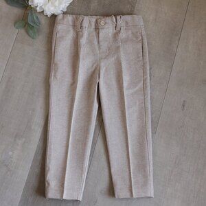 Boy's Cotton Linen Beige Flax Dressy Pant Chino Suit Separates Ring Bearer NWT